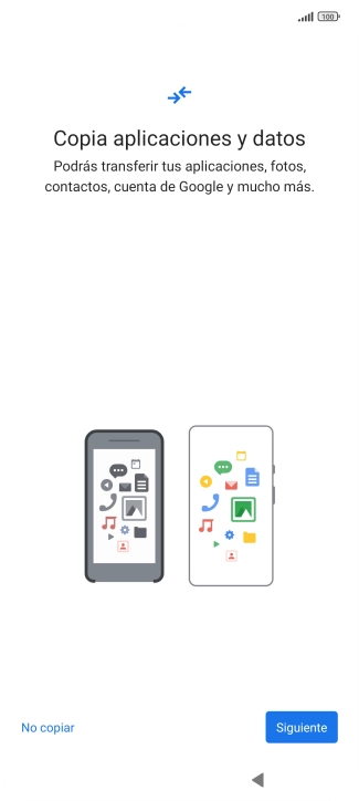 Pulsa No copiar y sigue las indicaciones de la pantalla para finalizar la activación del teléfono.