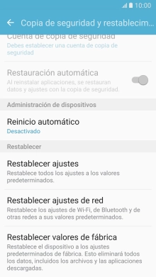Pulsa Restablecer valores de fábrica.