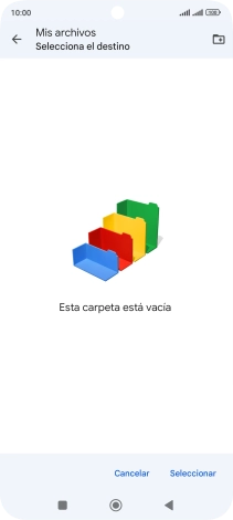 Si deseas crear una nueva carpeta, pulsa el icono de nueva carpeta y sigue las indicaciones de la pantalla para crearla.