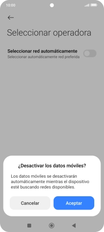 Pulsa Aceptar y espera mientras el teléfono está buscando redes.