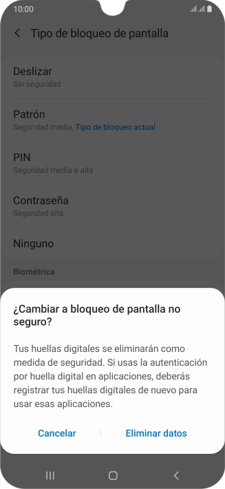 Pulsa Eliminar datos.