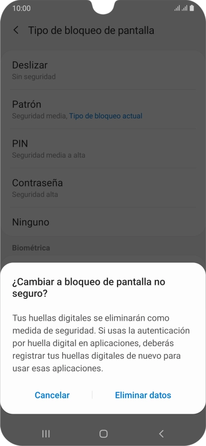 Pulsa Eliminar datos.
