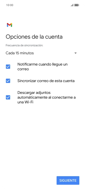 Si aparece en la pantalla esta imagen, tu cuenta de correo electrónico ha sido reconocida y configurada automáticamente. Sigue las indicaciones de la pantalla para introducir más información y terminar la configuración.