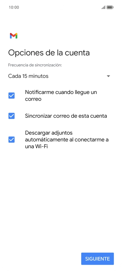 Si aparece en la pantalla esta imagen, tu cuenta de correo electrónico ha sido reconocida y configurada automáticamente. Sigue las indicaciones de la pantalla para introducir más información y terminar la configuración.