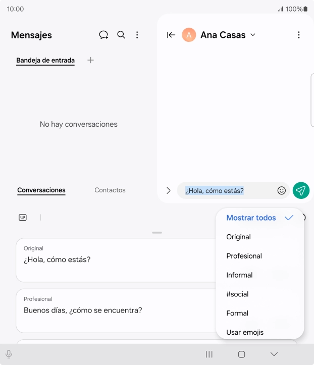 Pulsa el estilo de escritura deseado.