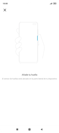 Sigue las indicaciones de la pantalla para crear una huella digital como código de seguridad.