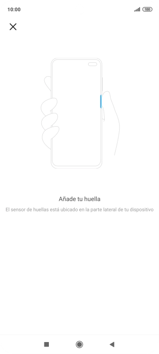 Sigue las indicaciones de la pantalla para crear una huella digital como código de seguridad.