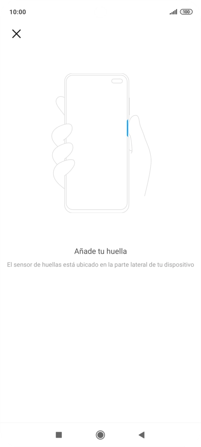 Sigue las indicaciones de la pantalla para crear una huella digital como código de seguridad.