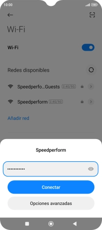 Introduce la contraseña de la red wifi y pulsa Conectar.