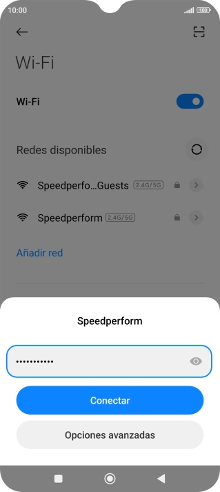 Introduce la contraseña de la red wifi y pulsa Conectar.