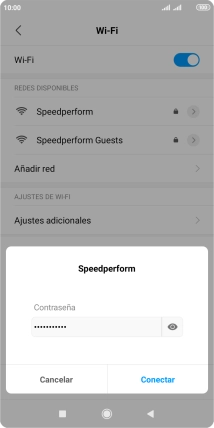 Introduce la contraseña de la red wifi y pulsa Conectar.