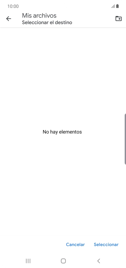 Si deseas crear una nueva carpeta, pulsa el icono de nueva carpeta y sigue las indicaciones de la pantalla para crearla.