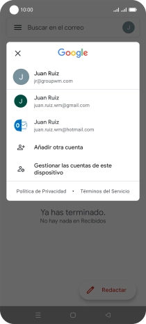 Pulsa la cuenta de correo electrónico deseada.