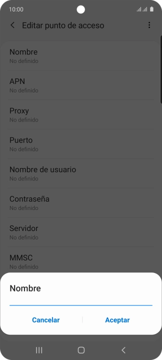 Introduce Vodafone Internet y pulsa Aceptar.