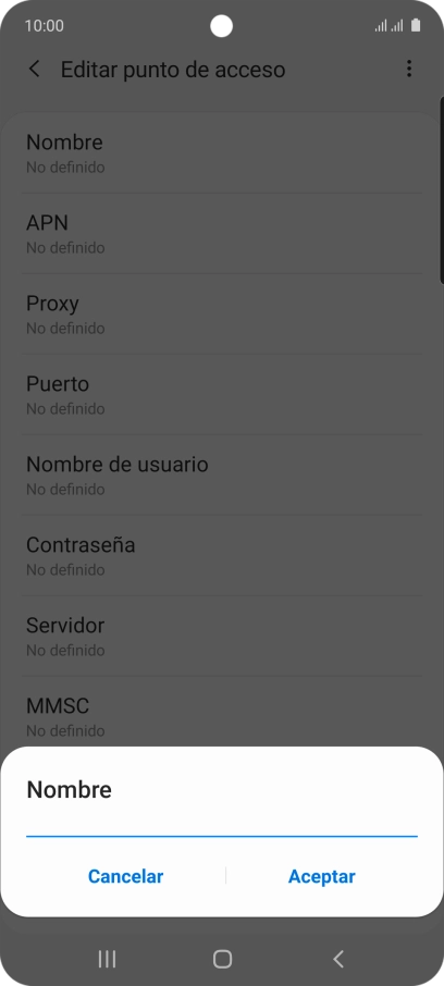 Introduce Vodafone Internet y pulsa Aceptar.