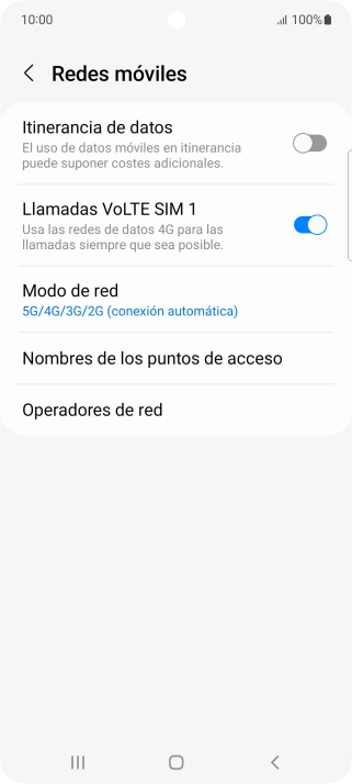 Pulsa Modo de red.