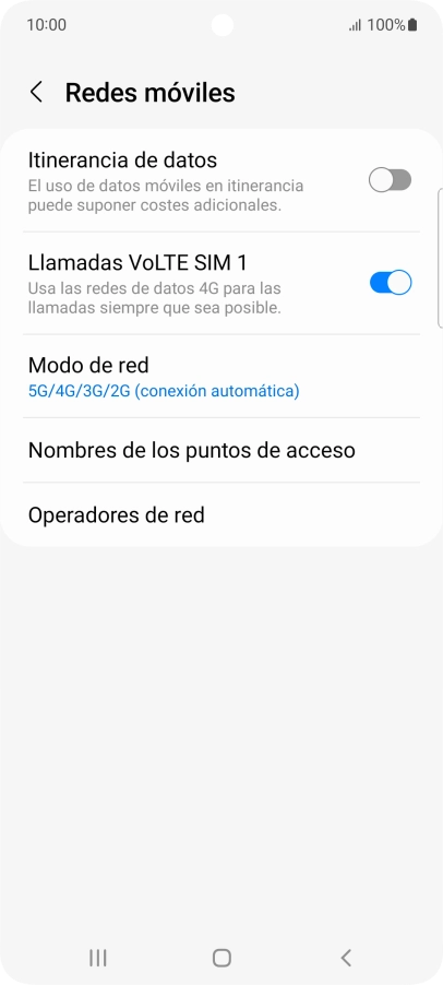 Pulsa Modo de red.