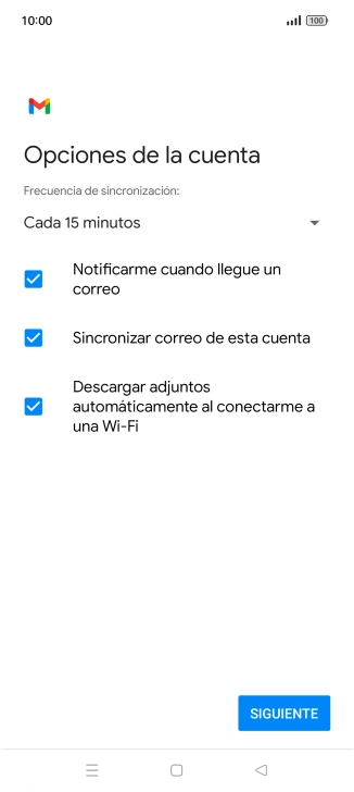 Si aparece en la pantalla esta imagen, tu cuenta de correo electrónico ha sido reconocida y configurada automáticamente. Sigue las indicaciones de la pantalla para introducir más información y terminar la configuración.