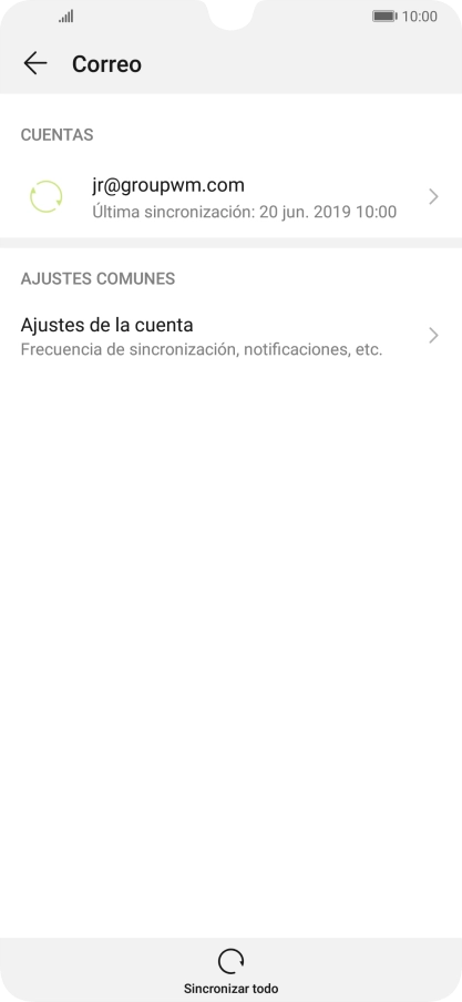 Pulsa Ajustes de la cuenta.