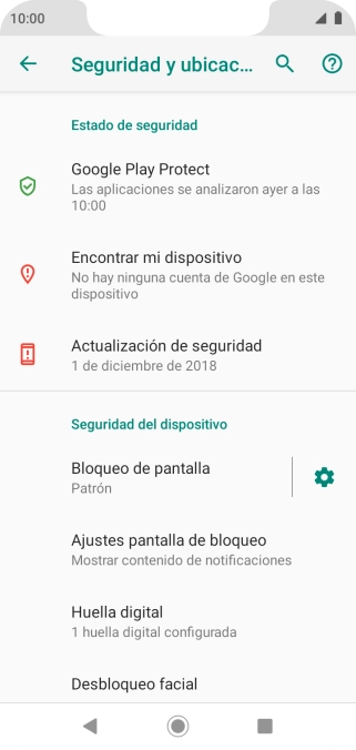 Pulsa Bloqueo de pantalla e introduce el código de seguridad actual.