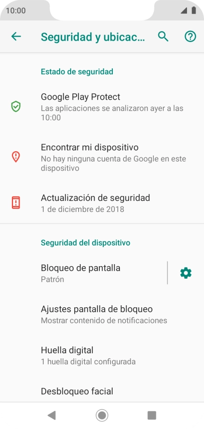 Pulsa Bloqueo de pantalla e introduce el código de seguridad actual.