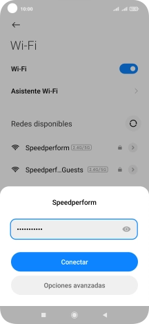 Introduce la contraseña de la red wifi y pulsa Conectar.