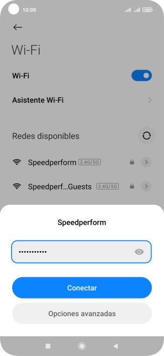 Introduce la contraseña de la red wifi y pulsa Conectar.