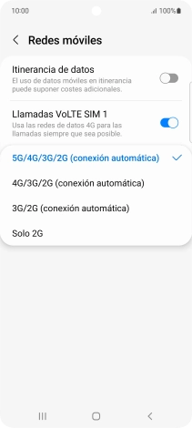 Pulsa el tipo de red deseado.