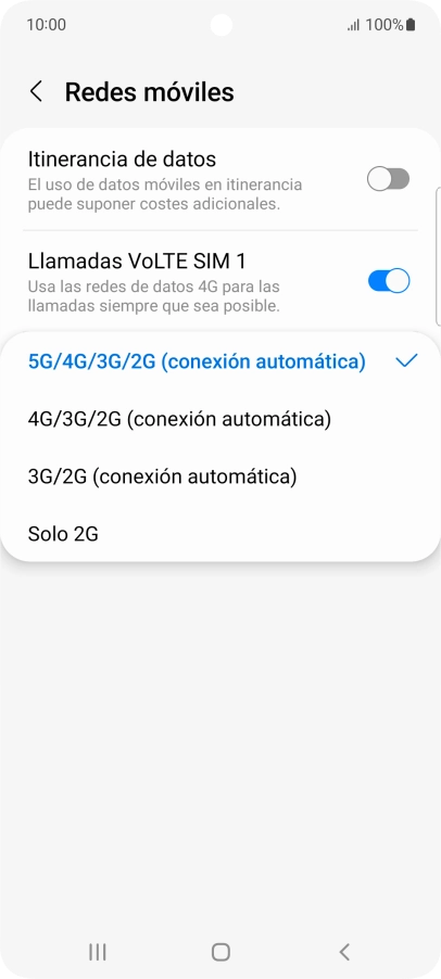Pulsa el tipo de red deseado.