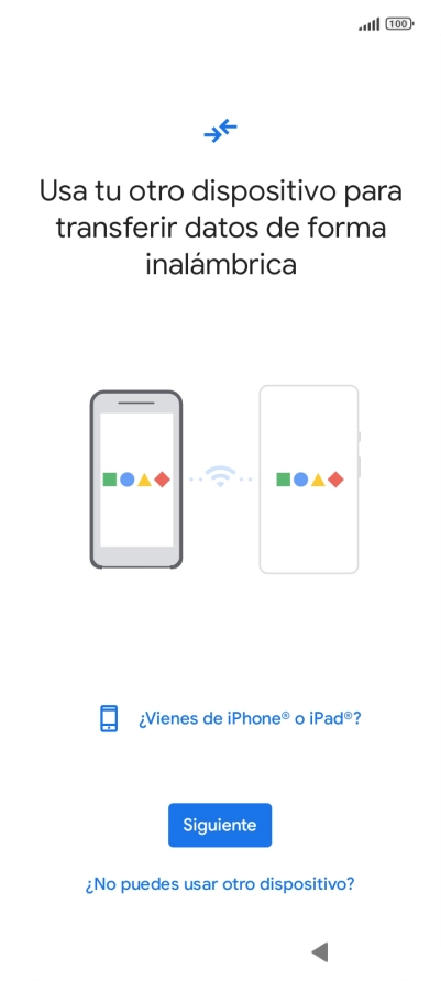 Sigue las indicaciones de la pantalla para transferir contenido desde otro teléfono.