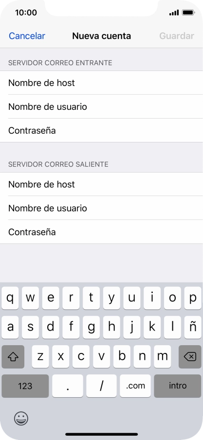 Pulsa Nombre de host e introduce smtp.vodafone.es.