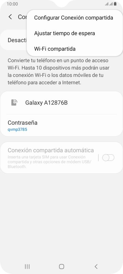Pulsa Configurar Conexión compartida.