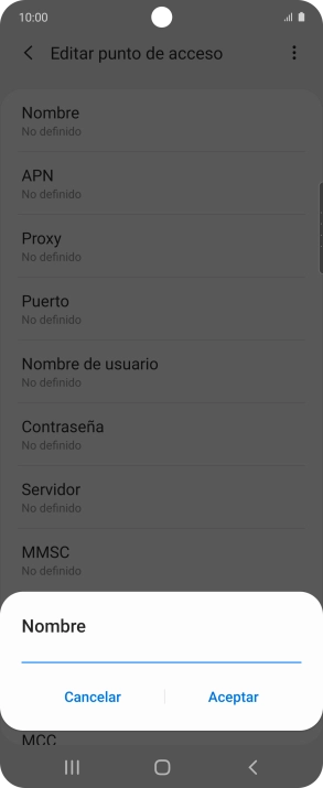 Introduce Vodafone Internet y pulsa Aceptar.