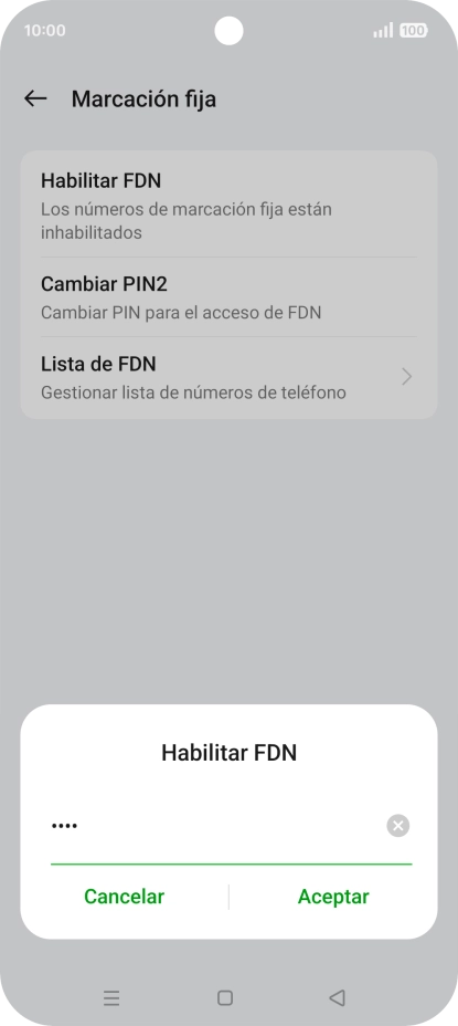 Introduce el código PIN2 y pulsa Aceptar.