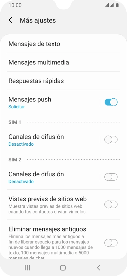 Pulsa Mensajes de texto.