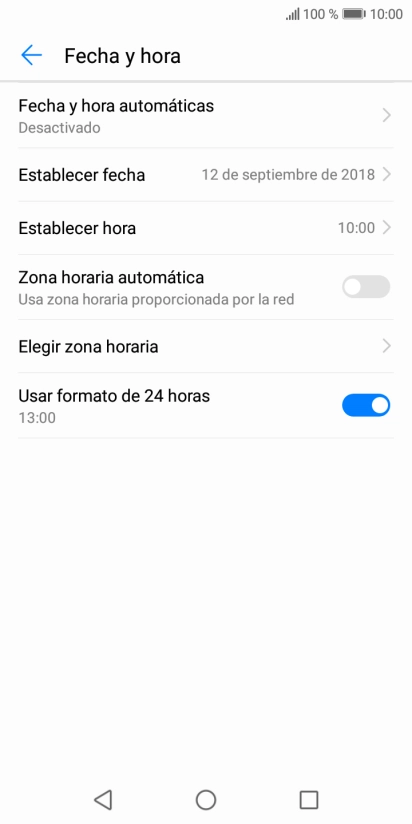 Pulsa Fecha y hora automáticas.