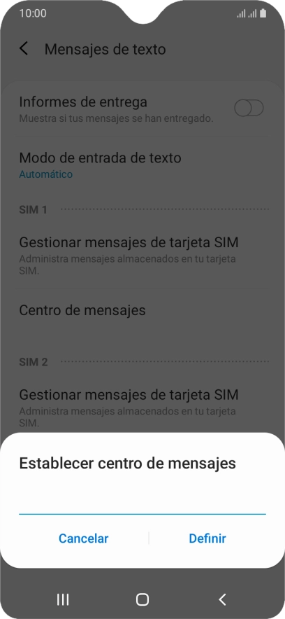 Introduce +34607003110 y pulsa Definir.