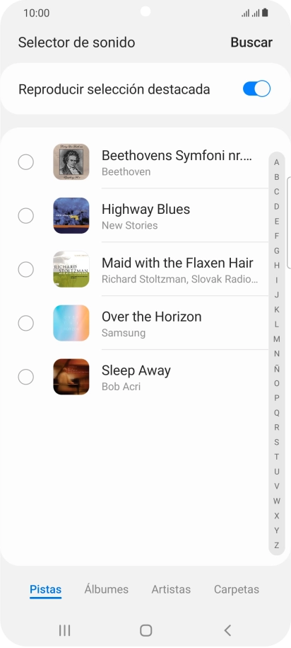 Pulsa los timbres de llamada deseados para escucharlos.