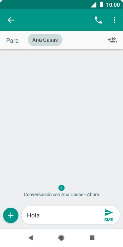 Pulsa el icono de envío cuando termines de escribir el mensaje corto.