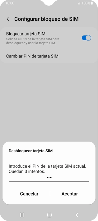 Introduce tu código PIN y pulsa Aceptar.