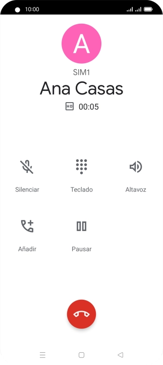 Pulsa el icono de finalizar llamada.
