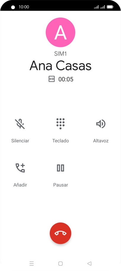 Pulsa el icono de finalizar llamada.