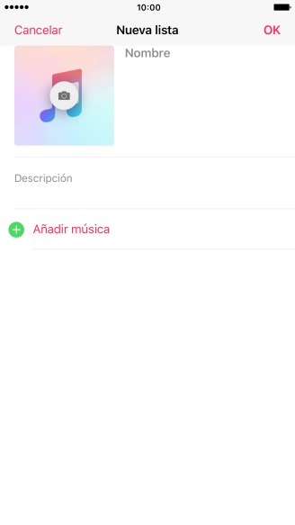 Pulsa en el campo de escritura e introduce el nombre de la lista de reproducción.