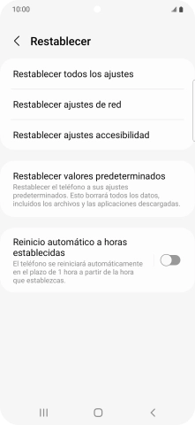 Pulsa Restablecer valores predeterminados.