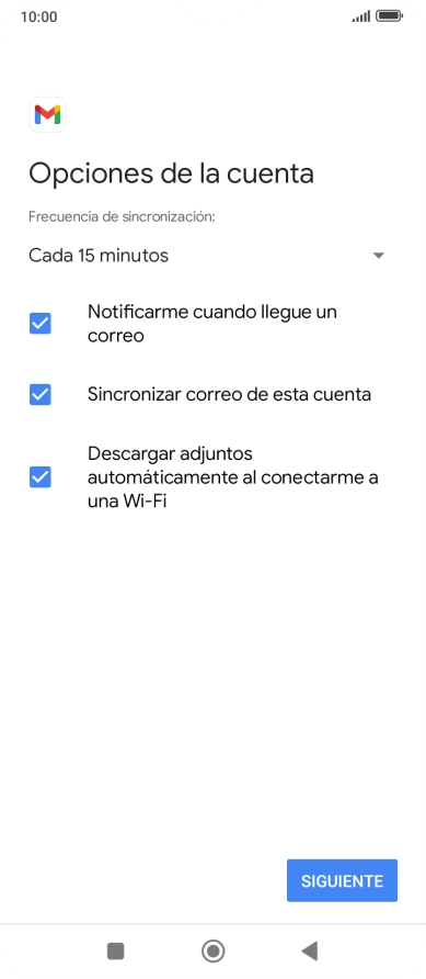 Si aparece en la pantalla esta imagen, tu cuenta de correo electrónico ha sido reconocida y configurada automáticamente. Sigue las indicaciones de la pantalla para introducir más información y terminar la configuración.