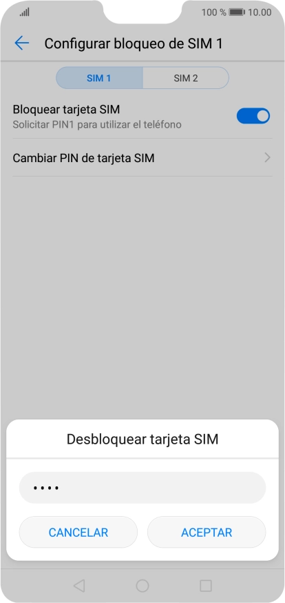 Introduce tu código PIN y pulsa ACEPTAR.