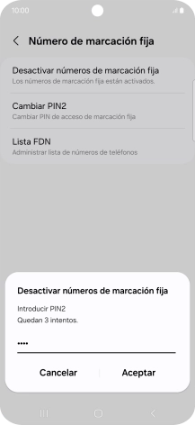 Introduce el código PIN2 y pulsa Aceptar.