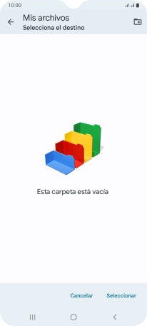 Si deseas crear una nueva carpeta, pulsa el icono de nueva carpeta y sigue las indicaciones de la pantalla para crearla.