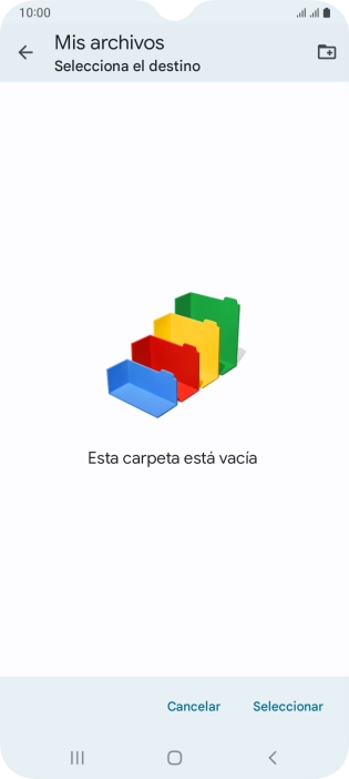 Si deseas crear una nueva carpeta, pulsa el icono de nueva carpeta y sigue las indicaciones de la pantalla para crearla.