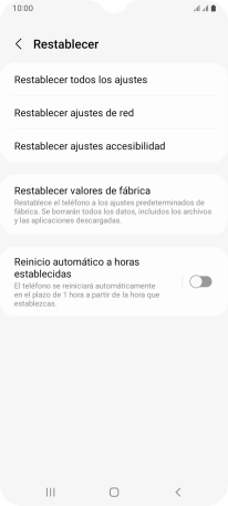Pulsa Restablecer valores de fábrica.